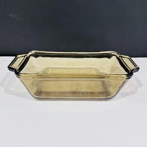 Vintage Anchor Hocking Ovenware Loaf Dish‎ Brown Amber Glass 1.5qt